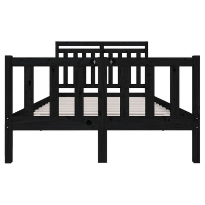 Estrutura cama pequena casal 120x190 cm pinho maciço preto