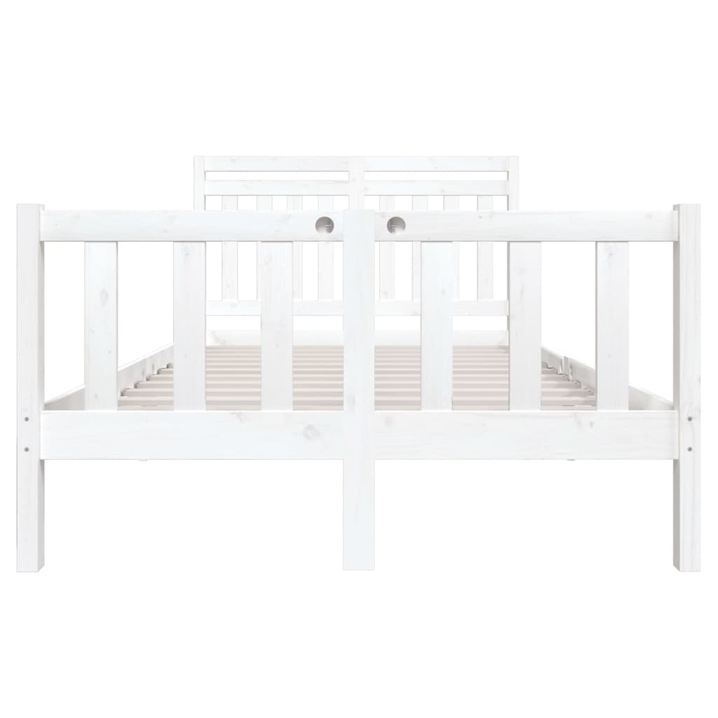 Estrutura de cama casal 135x190 cm madeira maciça branco