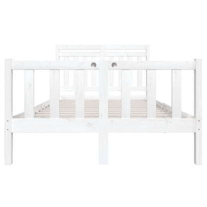 Estrutura de cama casal 135x190 cm madeira maciça branco