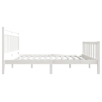 Estrutura de cama casal 135x190 cm madeira maciça branco