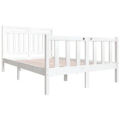 Estrutura de cama 140x190 cm madeira maciça branco