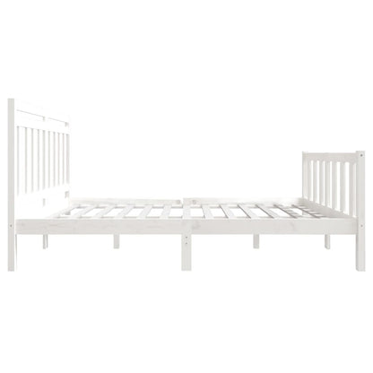 Estrutura de cama 140x190 cm madeira maciça branco