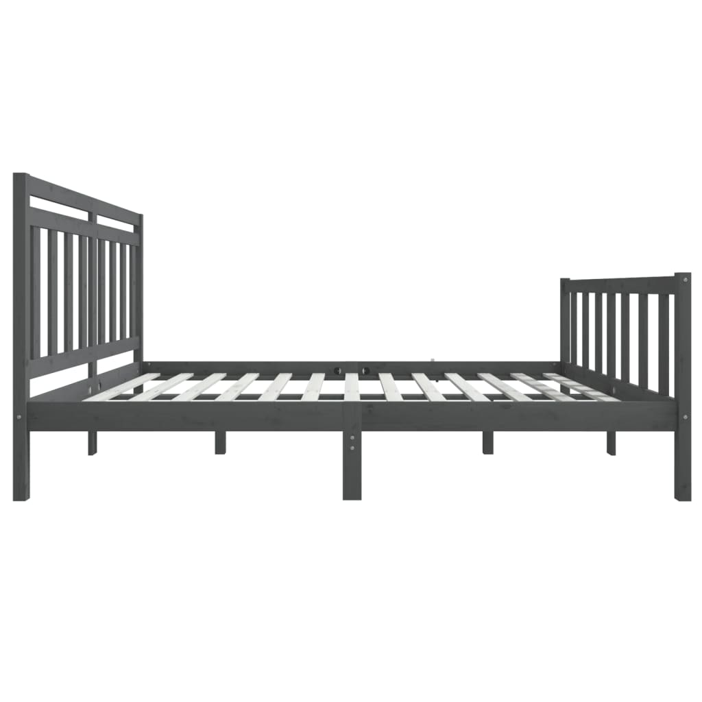 Estrutura de cama 140x190 cm madeira maciça cinzento