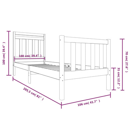 Estrutura de cama 100x200 cm madeira maciça