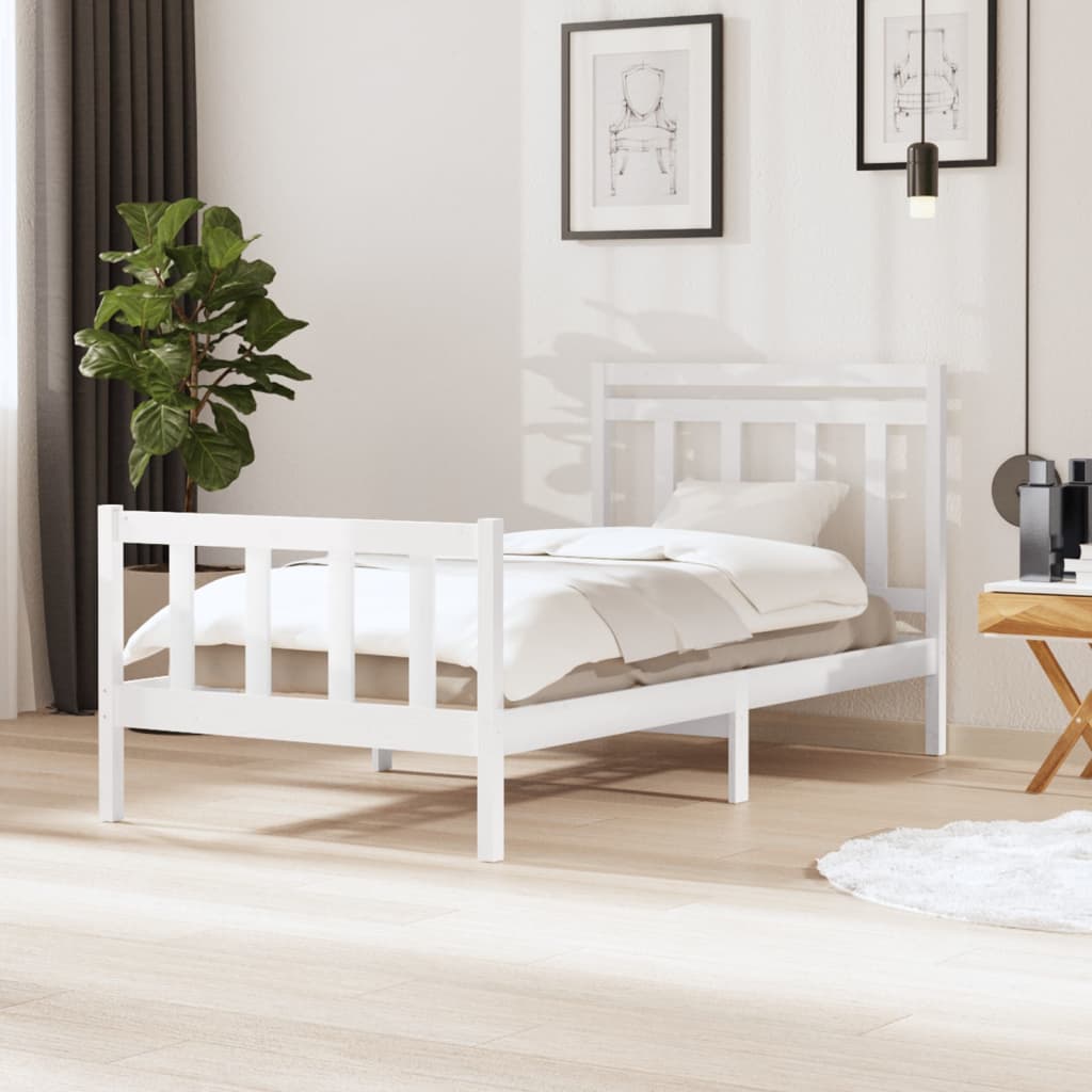 Estrutura de cama 100x200 cm madeira maciça branco