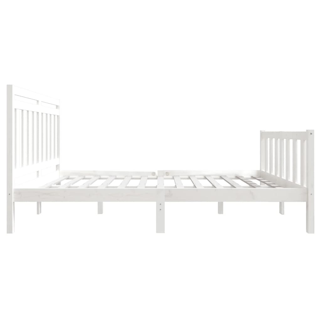 Estrutura de cama 140x200 cm madeira maciça branco