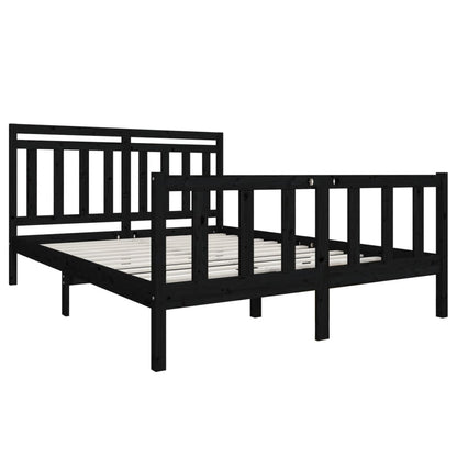 Estrutura de cama king 150x200 cm madeira maciça preto