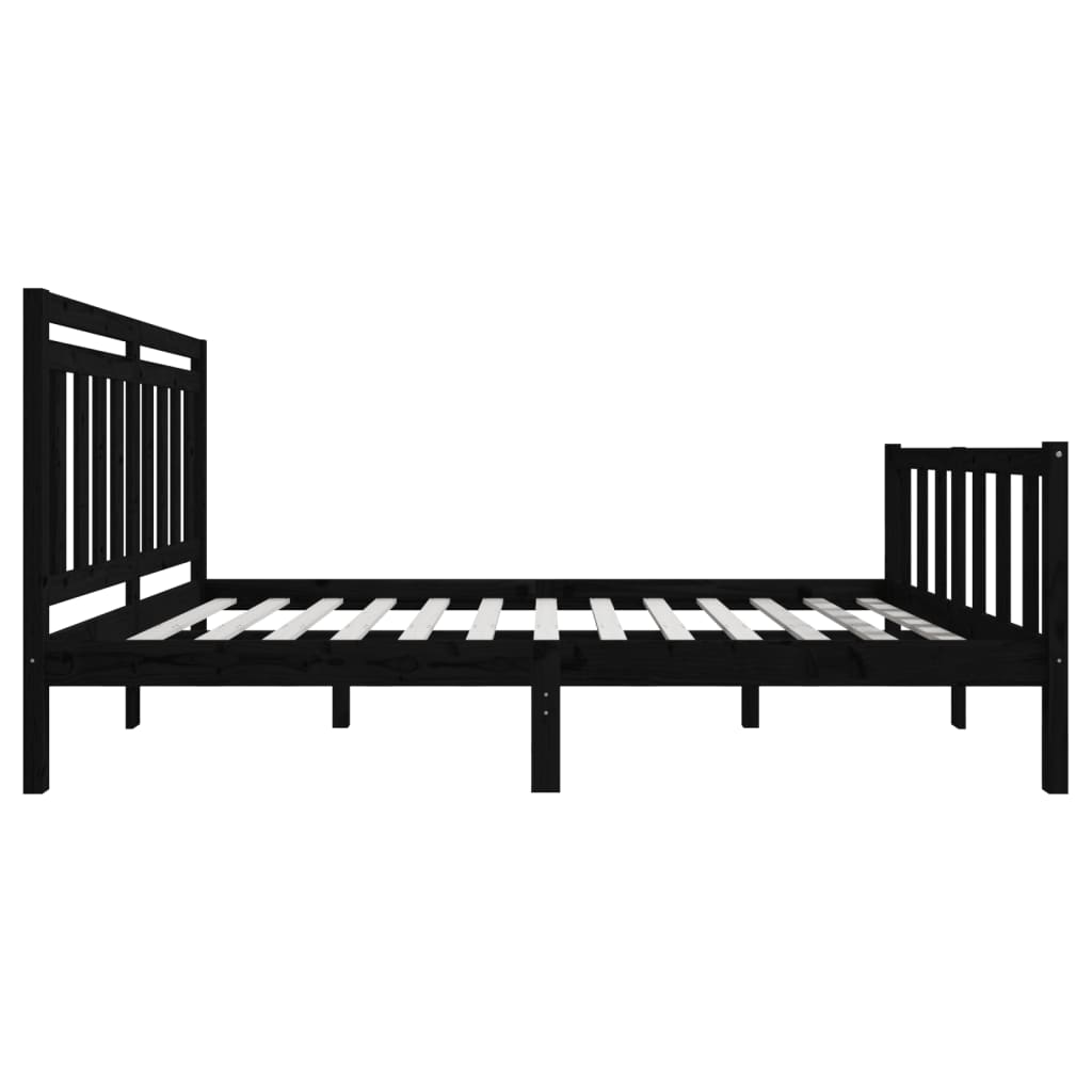 Estrutura de cama king 150x200 cm madeira maciça preto