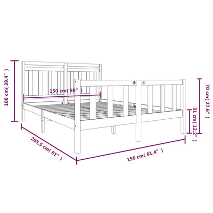 Estrutura de cama king 150x200 cm madeira maciça preto