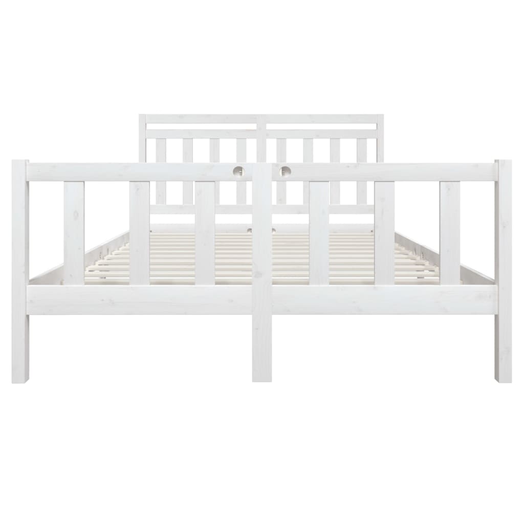 Estrutura de cama 160x200 cm madeira maciça branco