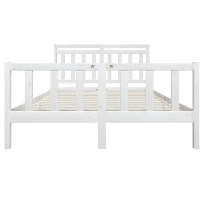 Estrutura de cama 160x200 cm madeira maciça branco