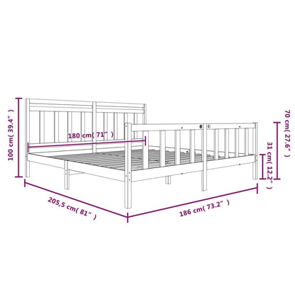 Estrutura de cama 180x200 cm super king madeira maciça