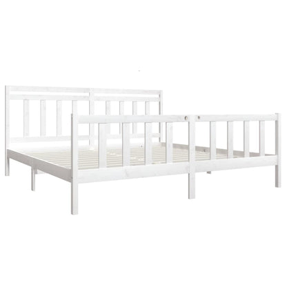 Estrutura de cama 200x200 cm madeira maciça branco