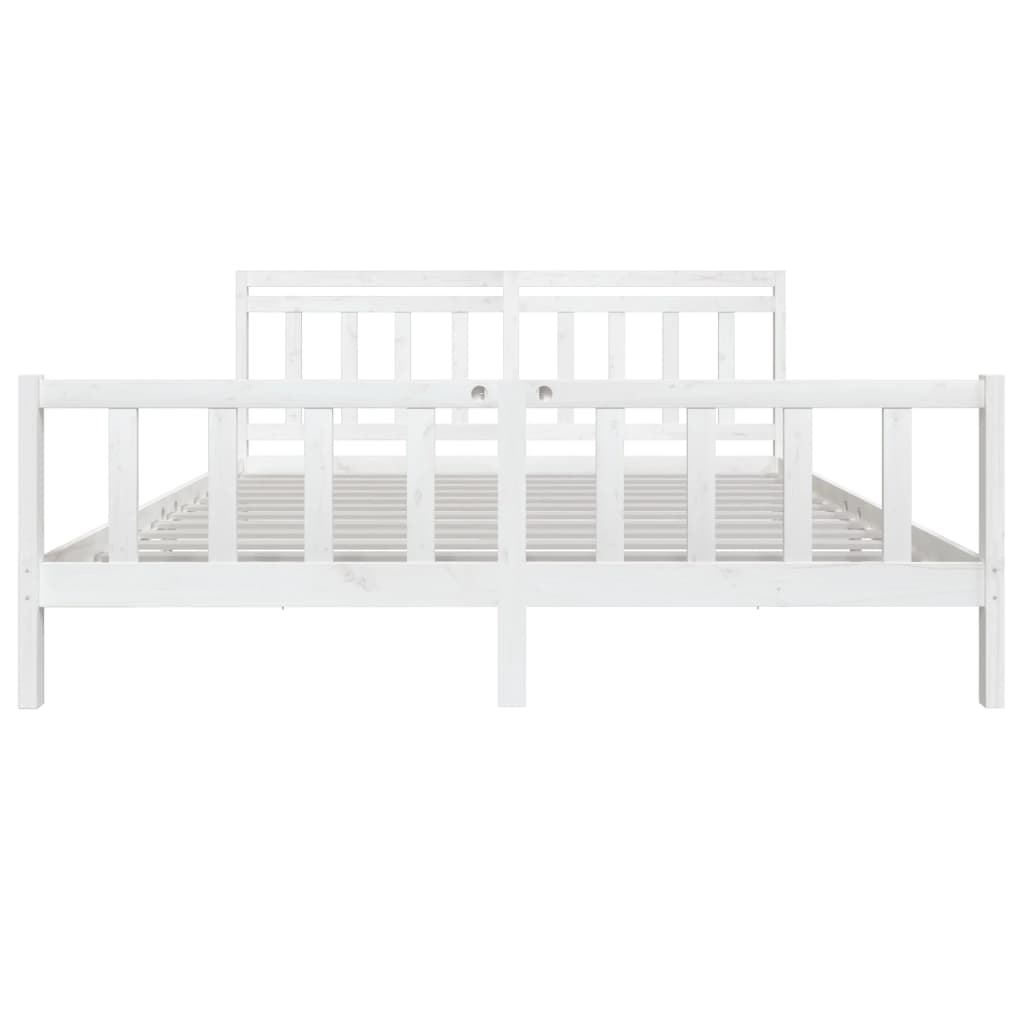 Estrutura de cama 200x200 cm madeira maciça branco