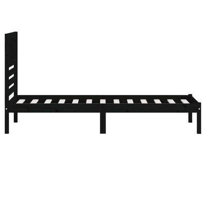 Estrutura cama de solteiro pequena 75x190 cm pinho maciço preto