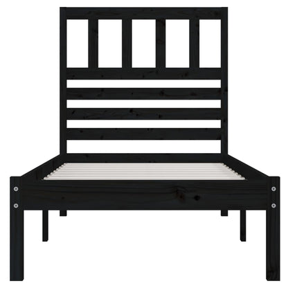 Estrutura de cama de solteiro 90x190 cm pinho maciço preto