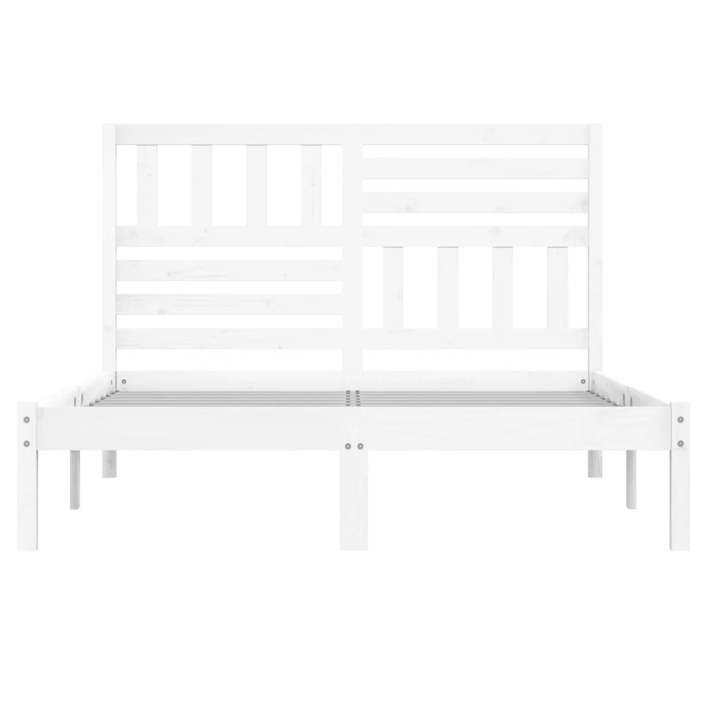 Estrutura cama de casal pequena 120x190 cm pinho maciço branco