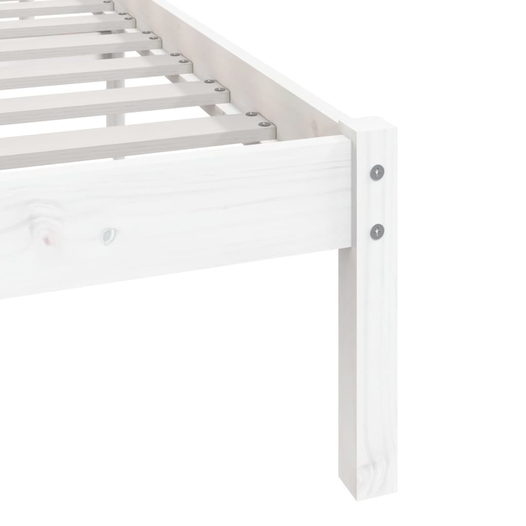 Estrutura cama de casal pequena 120x190 cm pinho maciço branco