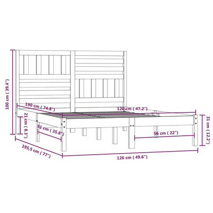 Estrutura cama de casal pequena 120x190 cm pinho maciço branco