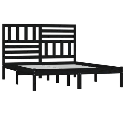 Estrutura cama de casal pequena 120x190 cm pinho maciço preto