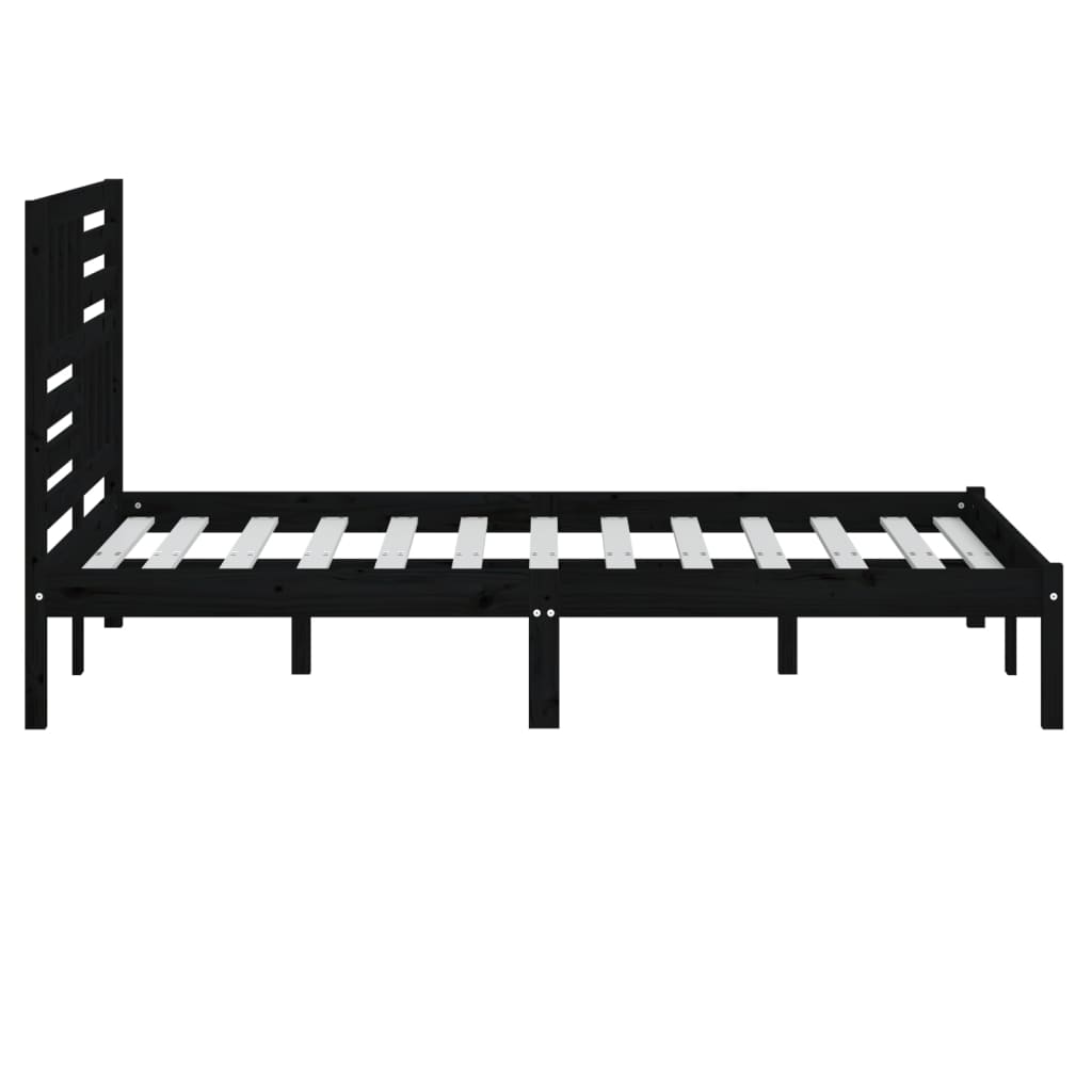 Estrutura cama de casal pequena 120x190 cm pinho maciço preto