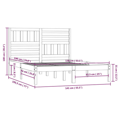 Estrutura de cama de casal 135x190 cm pinho maciço