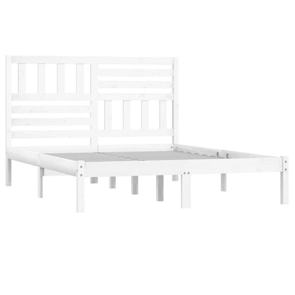 Estrutura de cama de casal 135x190 cm pinho maciço branco