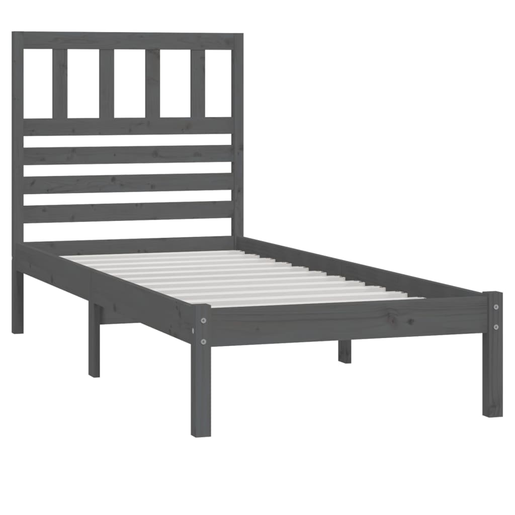 Estrutura cama solteiro 90x200 cm pinho maciço cinzento