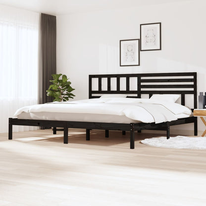 Estrutura de cama 200x200 cm pinho maciço preto