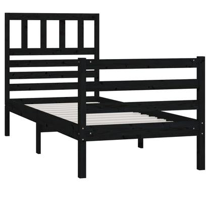 Estrutura cama pequena solteiro 75x190 cm madeira maciça preto