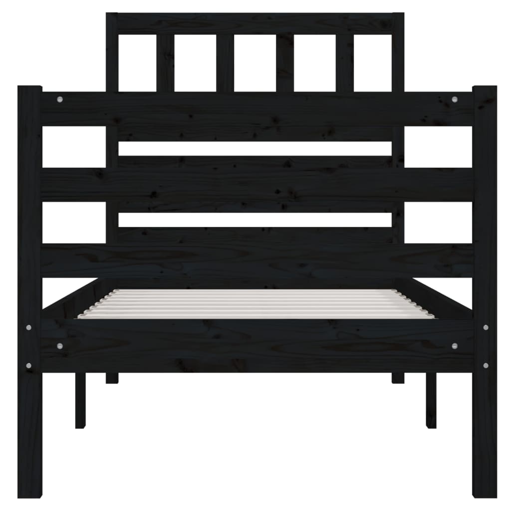 Estrutura cama pequena solteiro 75x190 cm madeira maciça preto