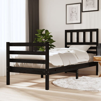 Estrutura cama pequena solteiro 75x190 cm madeira maciça preto