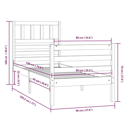 Estrutura de cama solteiro 90x190 cm madeira maciça