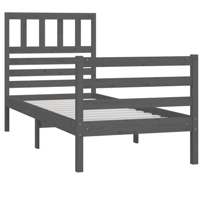 Estrutura de cama solteiro 90x190 cm madeira maciça cinzento