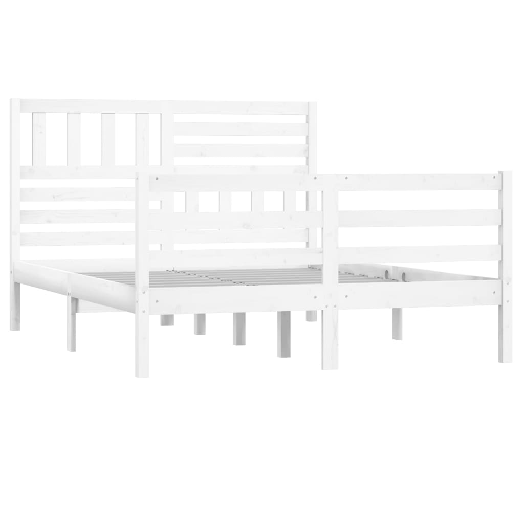 Estrutura de cama 140x190 cm madeira maciça branco