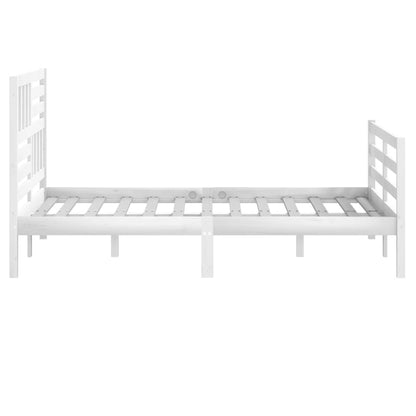 Estrutura de cama 140x190 cm madeira maciça branco