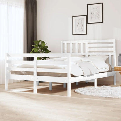 Estrutura de cama 160x200 cm madeira maciça branco