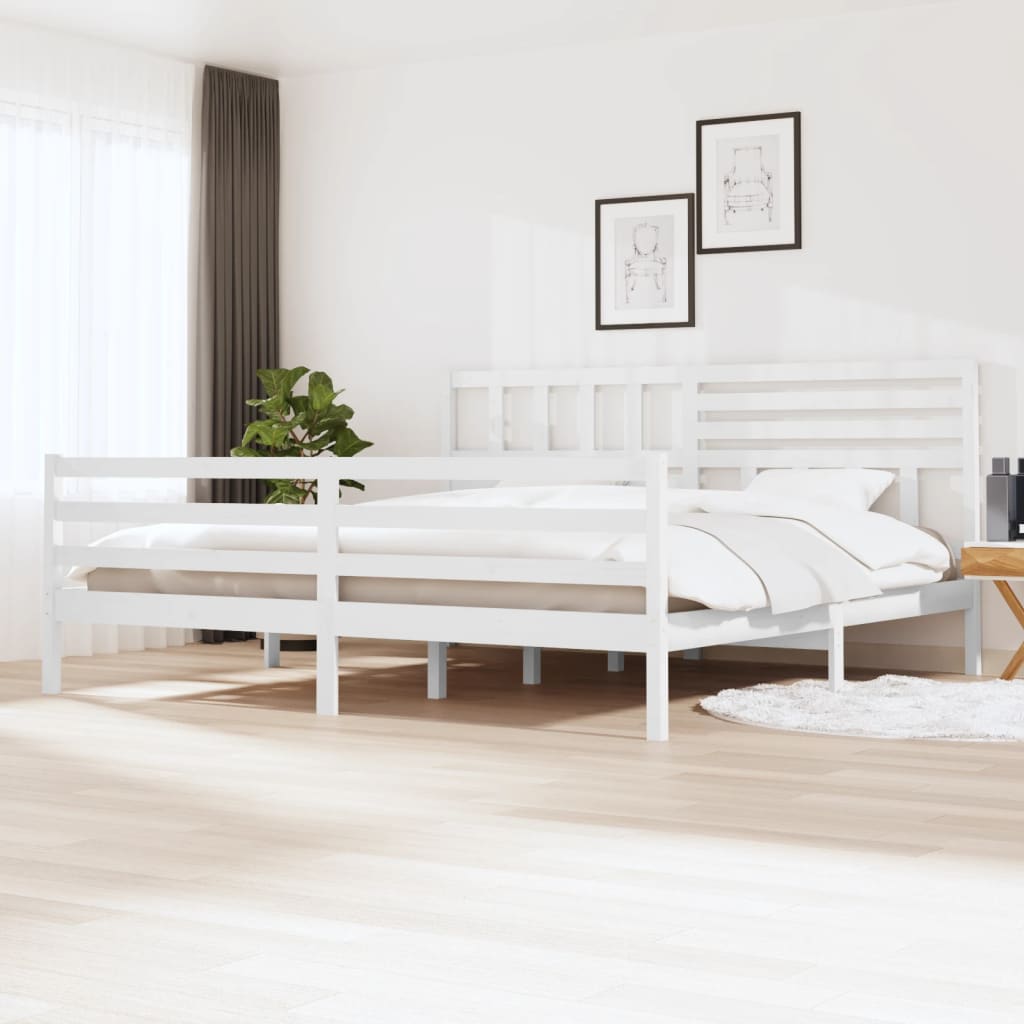 Estrutura de cama super king 180x200 cm madeira maciça branco