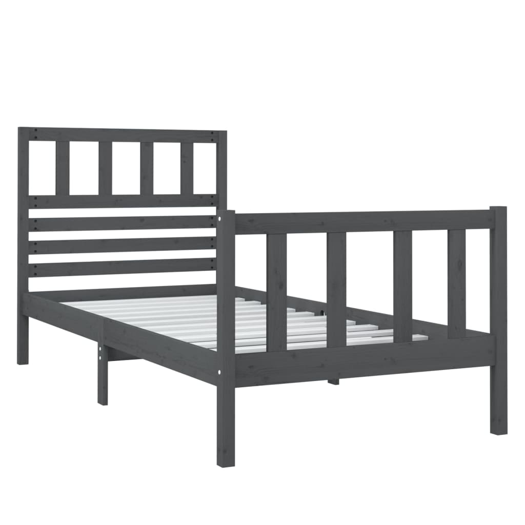 Estrutura cama peque solteiro 75x190cm madeira maciça cinzento