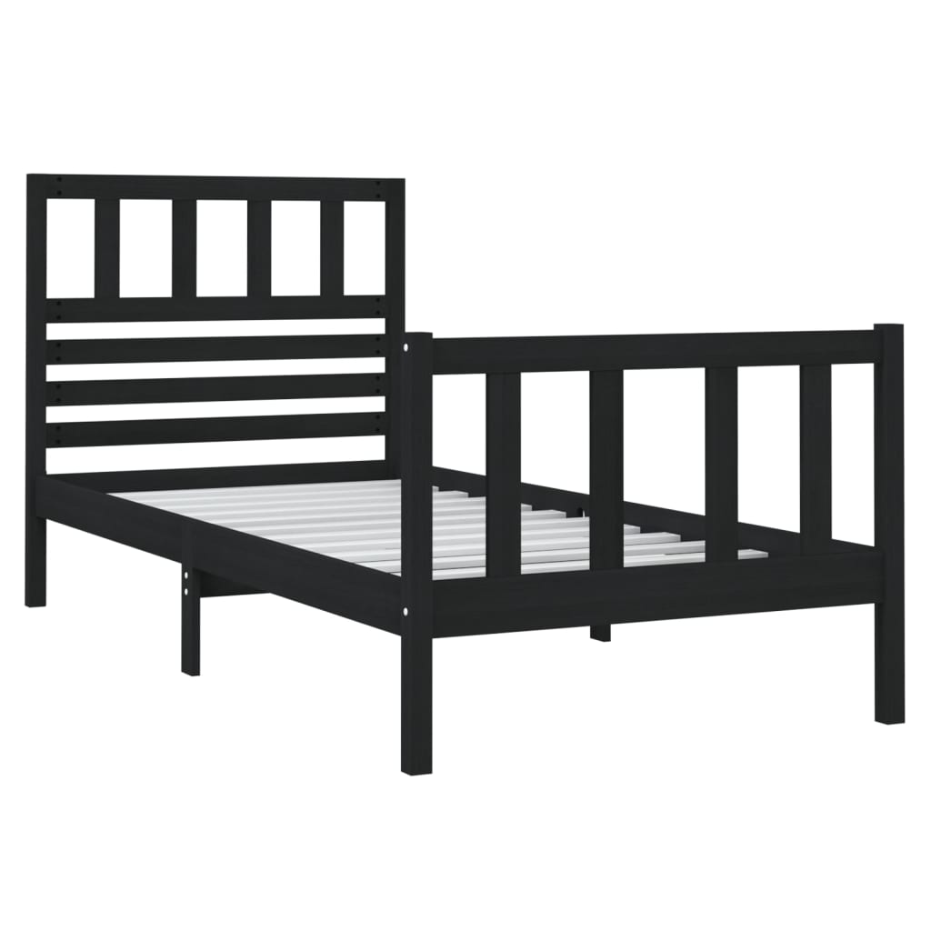 Estrutura cama pequena solteiro 75x190 cm madeira maciça preto