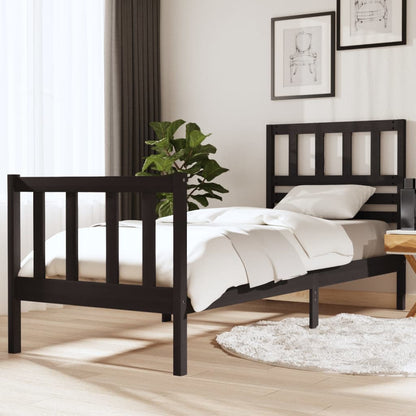 Estrutura cama pequena solteiro 75x190 cm madeira maciça preto