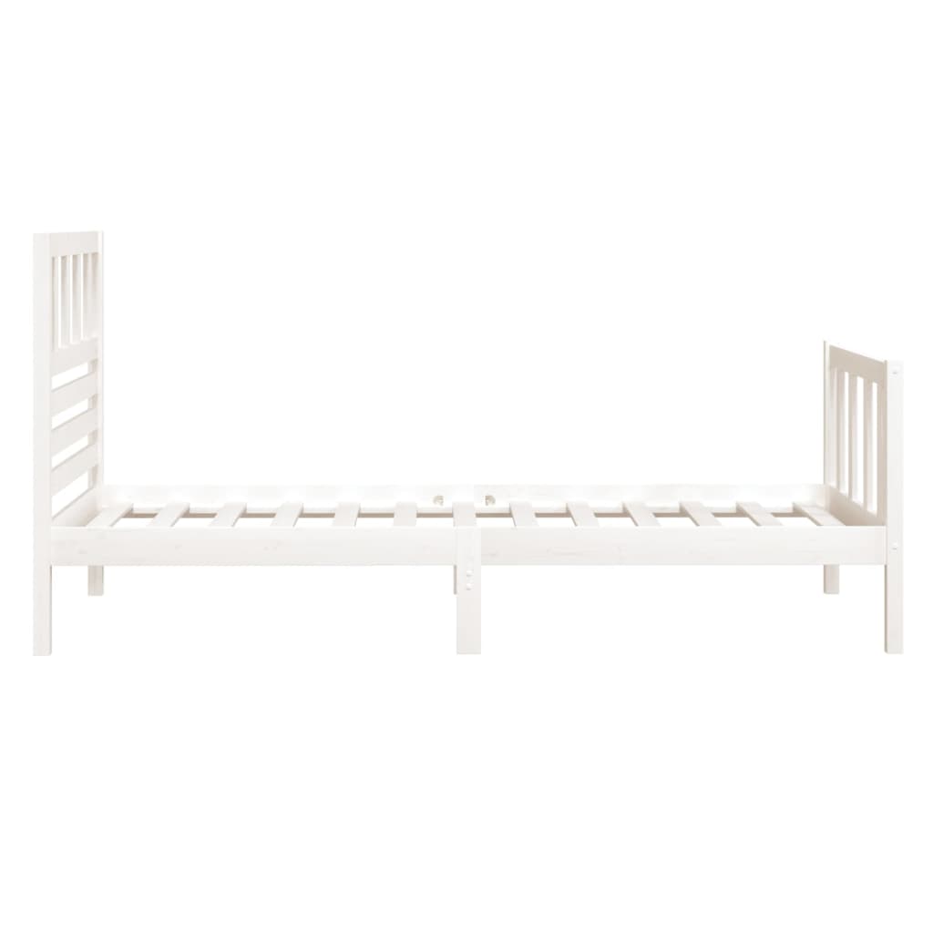 Estrutura de cama solteiro 90x190 cm madeira maciça branco