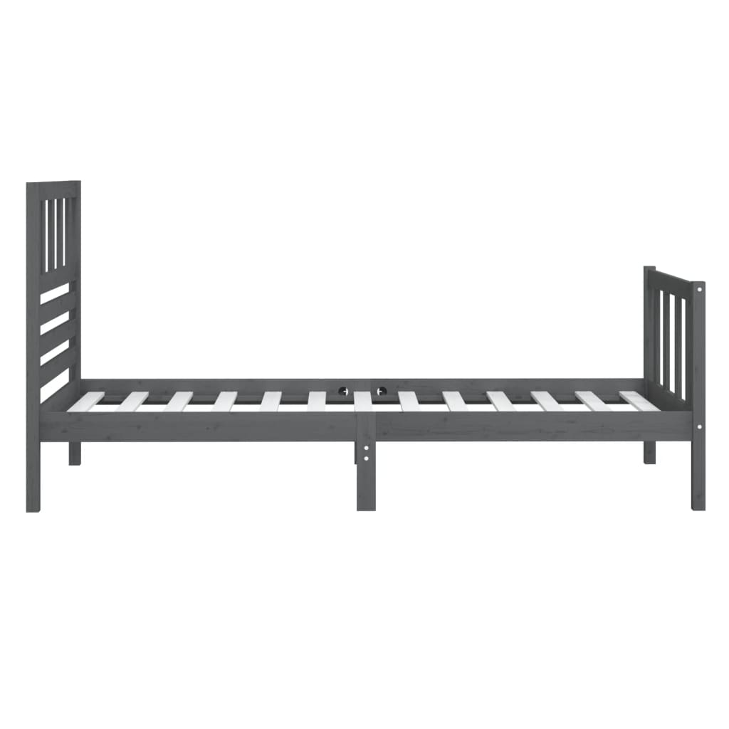 Estrutura de cama solteiro 90x190 cm madeira maciça cinzento