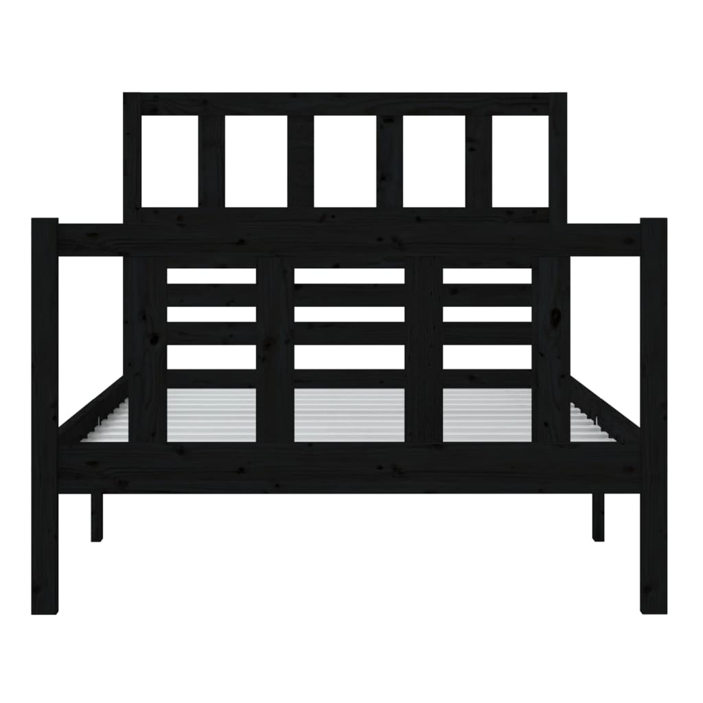 Estrutura de cama solteiro 90x190 cm madeira maciça preto