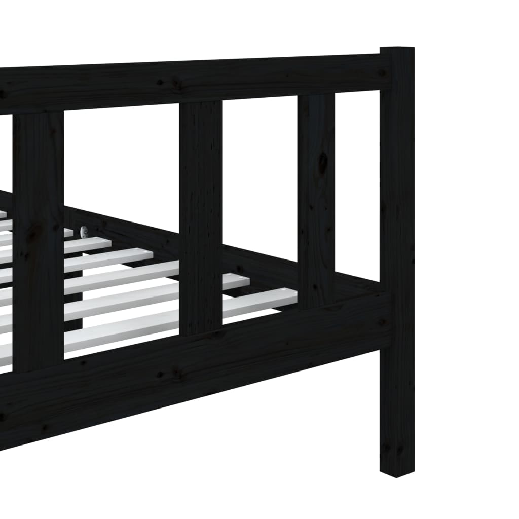 Estrutura de cama solteiro 90x190 cm madeira maciça preto