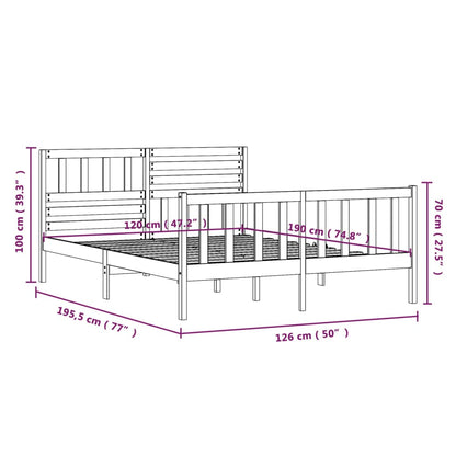 Estrutura de cama pequena casal 120x190 cm pinho maciço