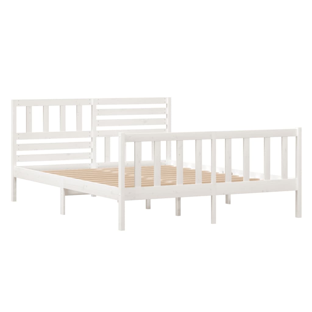 Estrutura cama pequena casal 120x190 cm pinho maciço branco