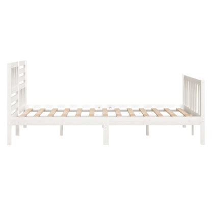 Estrutura cama pequena casal 120x190 cm pinho maciço branco