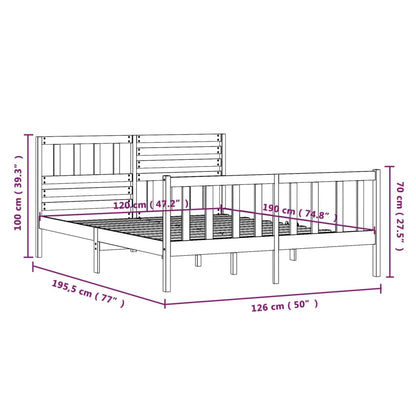 Estrutura cama pequena casal 120x190 cm pinho maciço branco