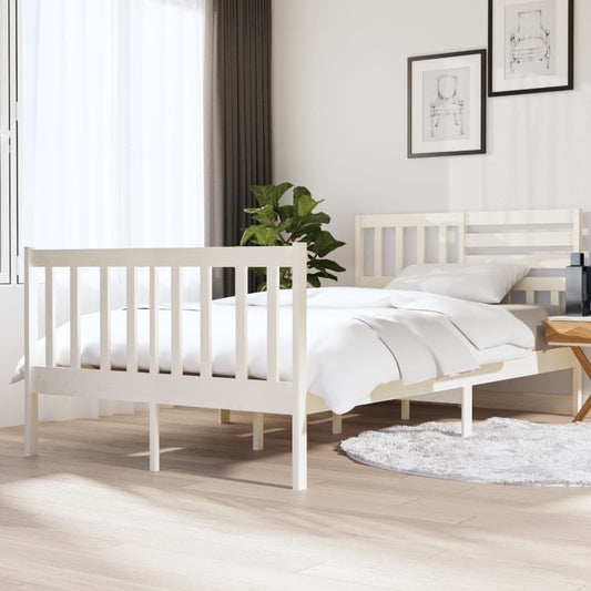 Estrutura cama pequena casal 120x190 cm pinho maciço branco